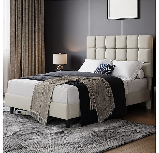 Yaheetech Polsterbett Bettgestell, Doppelbett mit Höhenverstellbarem Kopfte günstig online kaufen