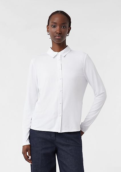 Comma Langarmshirt T-Shirt aus Viskosemix mit günstig online kaufen
