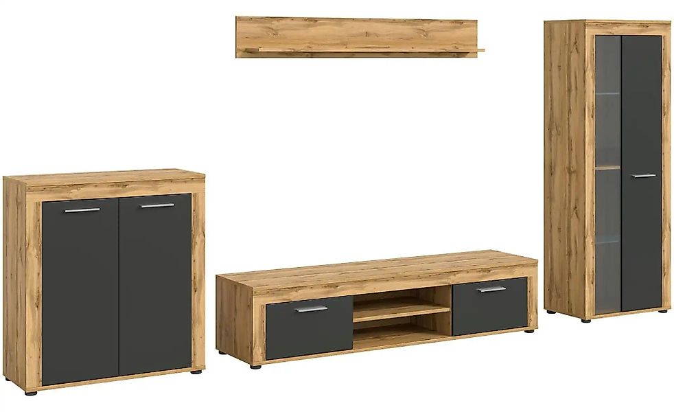 Wohnwand  Bardenas ¦ holzfarben ¦ Maße (cm): B: 330 H: 159 Kommoden & Sideb günstig online kaufen