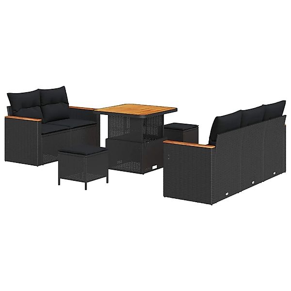 vidaXL Gartensofa-Set mit Kissen 10 Stk Schwarz Poly-Rattan 3364934 günstig online kaufen