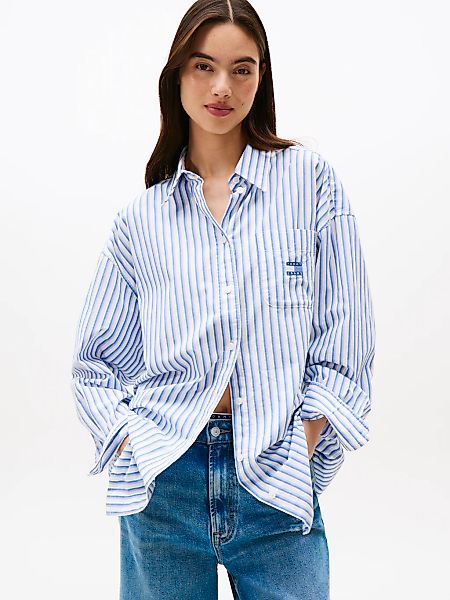 Tommy Jeans Hemdbluse "TJW OVS BADGE STRIPE SHIRT" günstig online kaufen