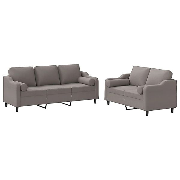 vidaXL 2-Tlg Sofagarnitur mit Kissen Taupe Stoff 3201857 günstig online kaufen