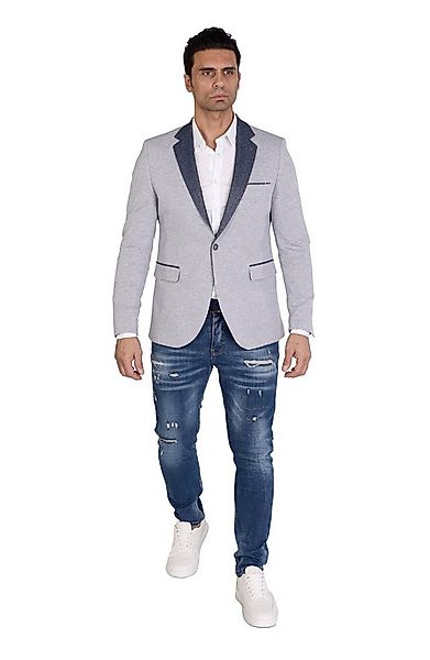 Denim Distriqt Jerseysakko in Slim Fit mit Stretch Grau Gr. 54 entspricht G günstig online kaufen