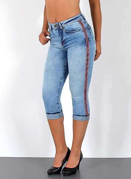 ESRA Caprijeans 3/4 Jeans Hose Capri Jeans mit Seitenstreifen Caprihose Dam günstig online kaufen