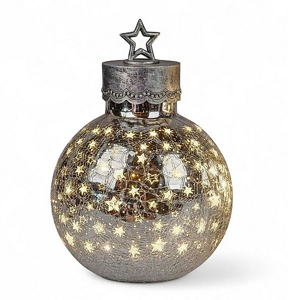 formano LED Dekolicht XL Glas-Kugel 30 cm Silber Sterne Timer 6h/18h Weihna günstig online kaufen