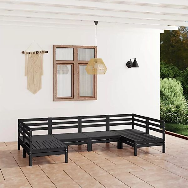 6-tlg. Garten-lounge-set Schwarz Massivholz Kiefer günstig online kaufen