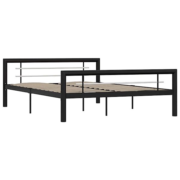 vidaXL Bettgestell Bettgestell Schwarz und Weiß Metall 140x200 cm Bett Bett günstig online kaufen