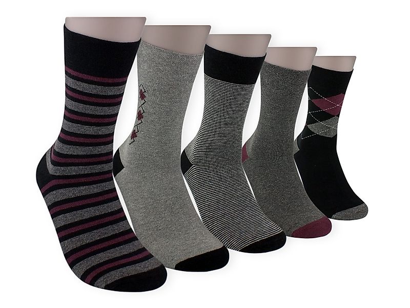 Die Sockenbude Basicsocken BORDEAUX (Bund, 5-Paar, grau schwarz bordeauxrot günstig online kaufen