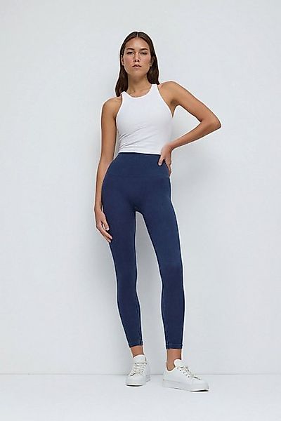 No Matter What Leggings Marineblau Hohe Taille Gerippte Stretch-Sportleggin günstig online kaufen