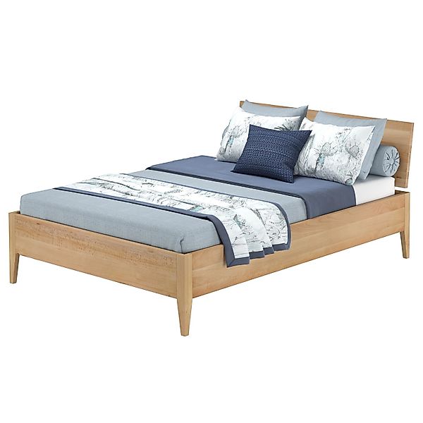 Erst-Holz Doppelbett Metallfrei 140 x 200 Massives Buchenholz Konische Füße günstig online kaufen