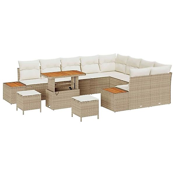 vidaXL Garten-Sofa-Set mit Kissen 12-Tlg Beige Poly Rattan 3362956 günstig online kaufen