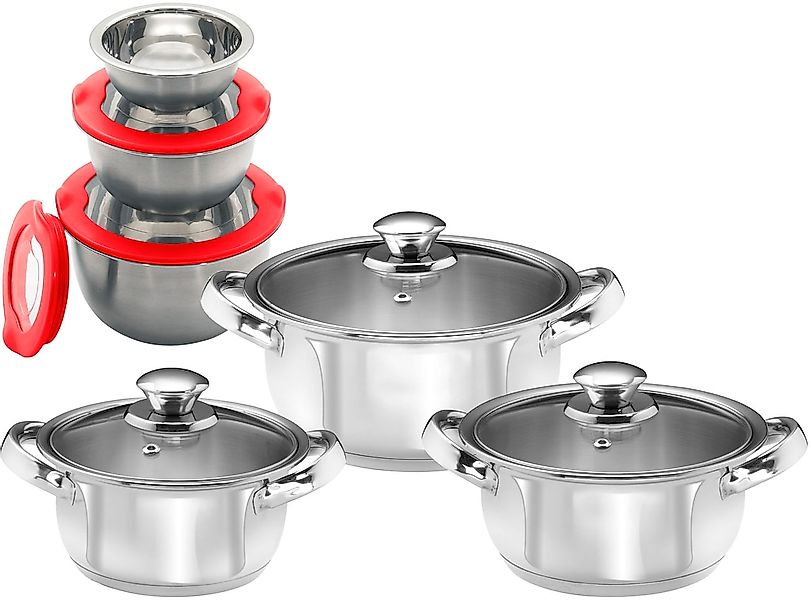 KING Topf-Set Set, 3 Kochtöpfe Ø16 Ø18 Ø20cm, mit Glasdeckel, Schüsselset, günstig online kaufen