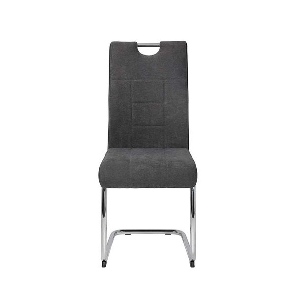 Webstoff Freischwinger in Anthrazit verchromtem Metallgestell (Set) günstig online kaufen