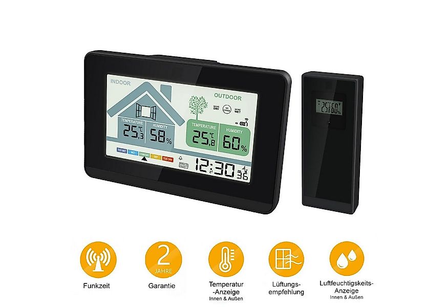 Miraval Klimamesser Funk-Wetterstation mit Lüftungsempfehlung, Datumsanzeig günstig online kaufen