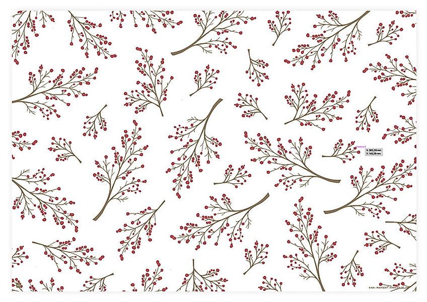 AVA Platzset, Tischsets aus Papier 43x30cm Winterbeeren Motiv 50 Stück Weiß günstig online kaufen
