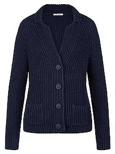 Strickblazer Revers­kragen Peter Hahn blau günstig online kaufen