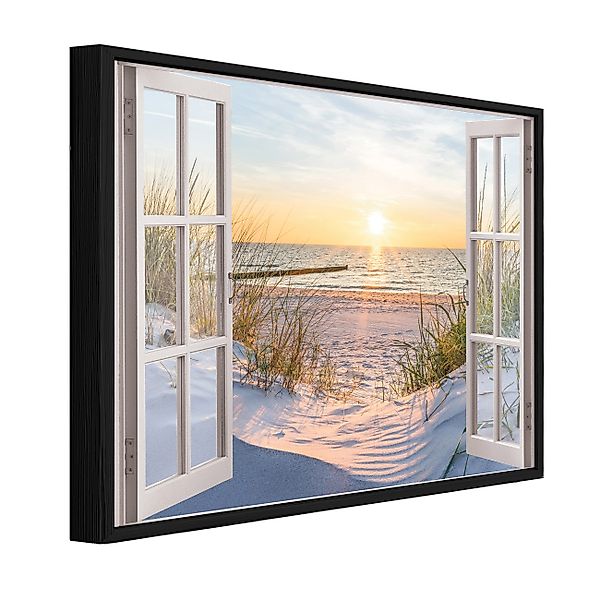 Wallarena Leinwandbild Fensterblick Natur Strand Meer günstig online kaufen