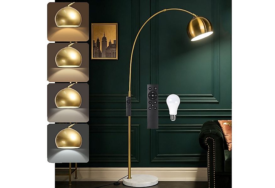 Qualra LED Bogenlampe 175 cm Moderne Stehlampe, Gold Metallschirm, Fernbedi günstig online kaufen