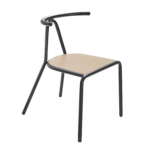 B-Line - Toro Stuhl Sitzfläche Esche - Esche/Gestell schwarz/BxHxT 55x73,5x günstig online kaufen