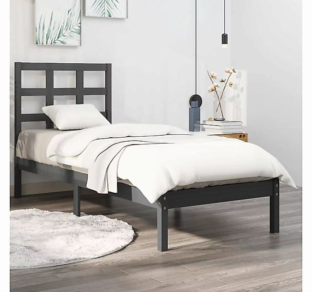vidaXL Bett Massivholzbett Grau 90x200 cm günstig online kaufen