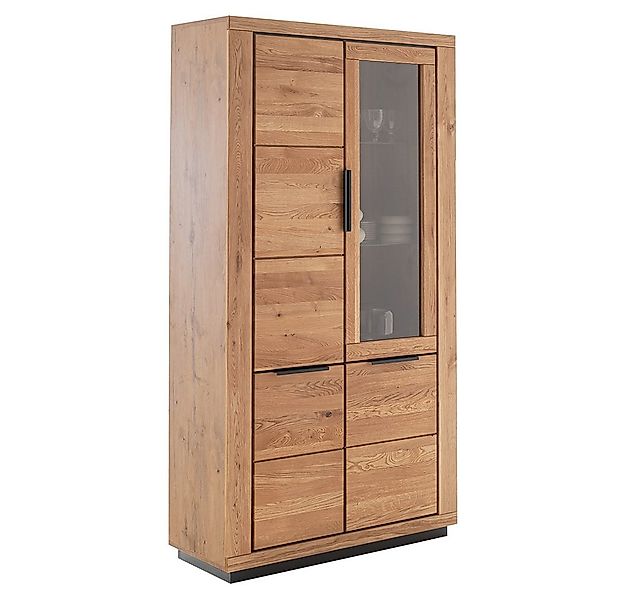 Lomadox Vitrine GIUSTINO-06 Eiche teilmassiv geölt, Massivholzfronten, 107c günstig online kaufen