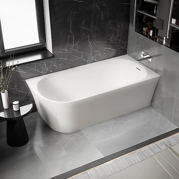 Bernstein Halb Freistehende Raumsparbadewanne NORA CORNER Acryl Weiß Matt 1 günstig online kaufen