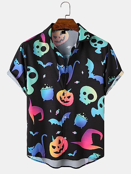 Lustiger leuchtender Kürbis-Schädel-Druck der Männer Halloween Relaxed Fit günstig online kaufen