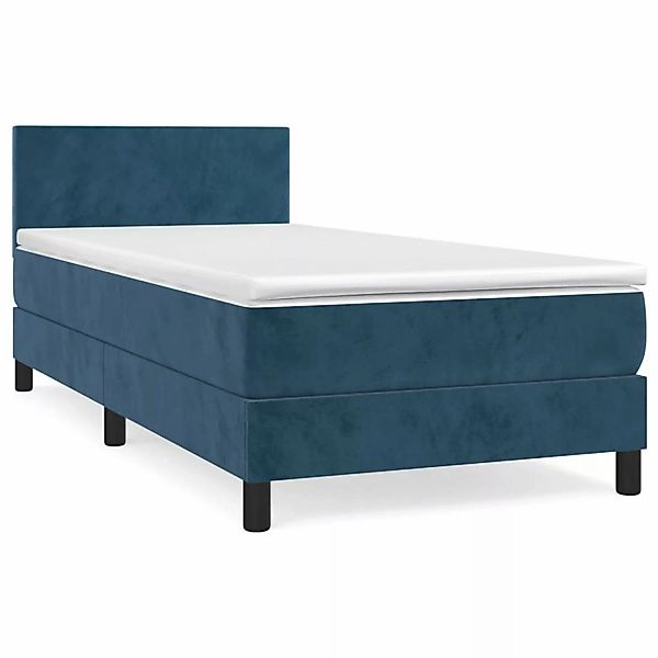 Vidaxl Boxspringbett Mit Matratze Dunkelblau 90x200 Cm Samt günstig online kaufen