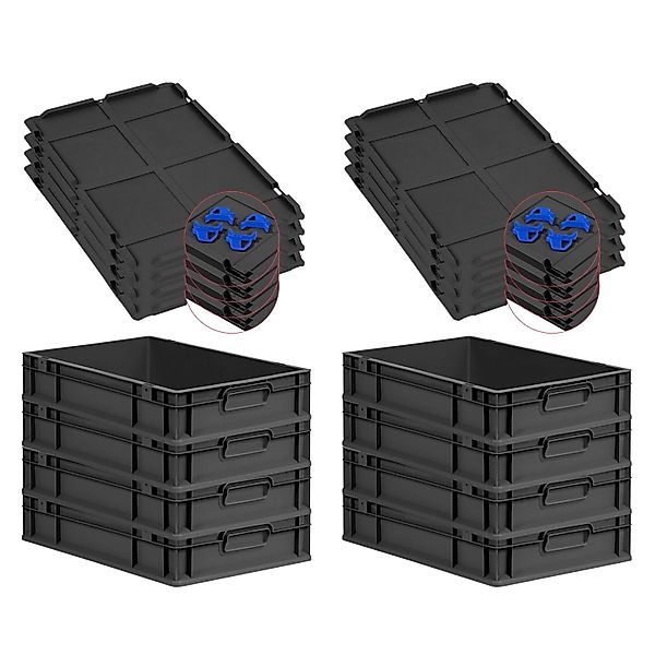 PROREGAL SuperSparSet 8x Eurobox Nextgen Grip Mit Auflagedeckel Und Blauen günstig online kaufen