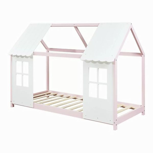 en.casa Kinderbett, »Tostedt« Halboffenes Design 90x200cm Rosa/Weiß günstig online kaufen