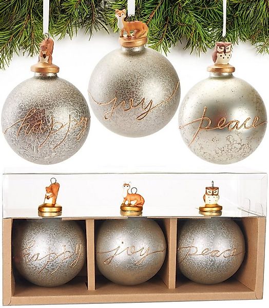 BRUBAKER Weihnachtsbaumkugel 3er Set Weihnachtskugeln - Premium Glas Baumku günstig online kaufen