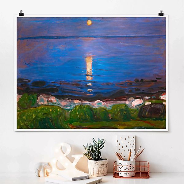 Poster Kunstdruck - Querformat Edvard Munch - Sommernacht am Meeresstrand günstig online kaufen
