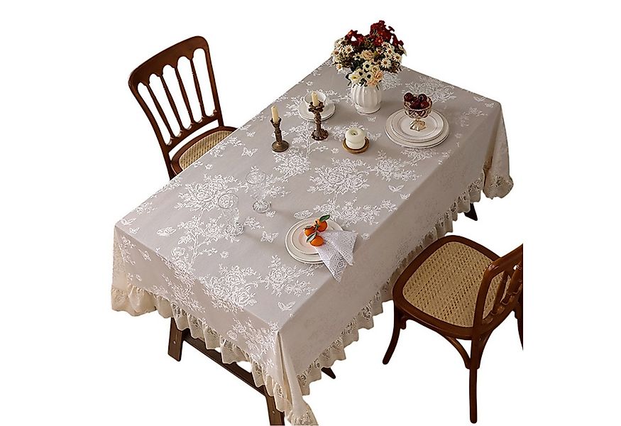 Refttenw Tischdecke Blumentischdecke, Spitzentischdecke mit Rüschen günstig online kaufen