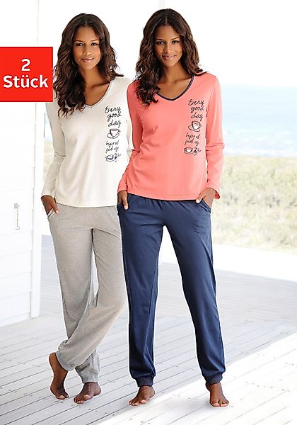 Vivance Dreams Pyjama, (4 tlg., 2 Stück), mit seitlichem Print günstig online kaufen