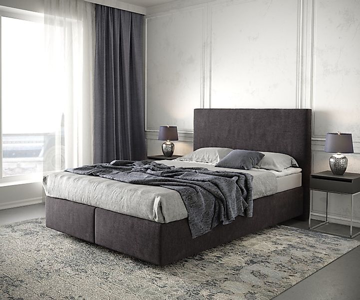 DELIFE Boxspringbett Dream-Well, Mikrofaser Schwarz 140x200 günstig online kaufen