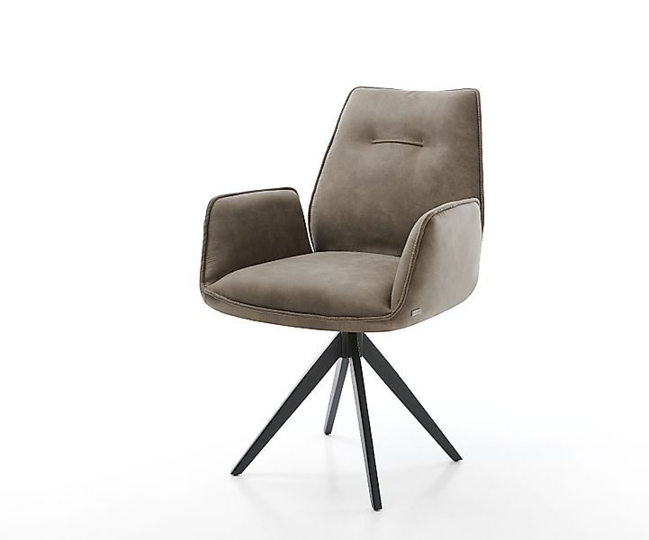 Esszimmerstuhl Zoa-Flex Mikrofaser Taupe Vintage Kreuzgestell kantig Schwar günstig online kaufen