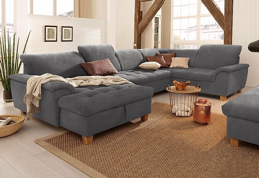 Home affaire Wohnlandschaft "Lyla U-Form" wahlweise mit Rückenfunktion und günstig online kaufen