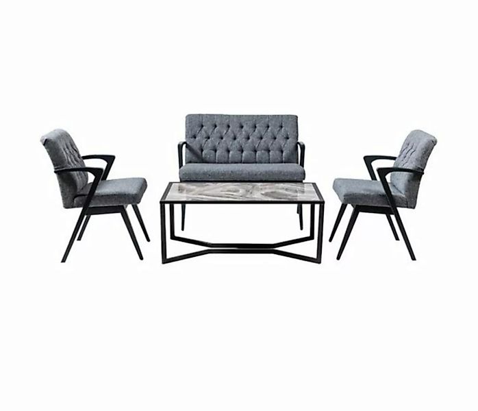 JVmoebel Sofa Büromöbel Set Zweisitzer+x2 Stühle+Couchtisch Luxus Modern Ne günstig online kaufen