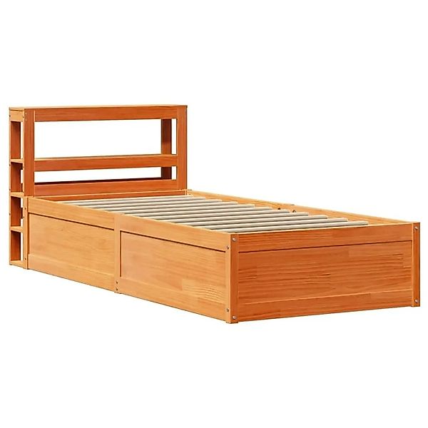 vidaXL Massivholzbett mit Kopfteil Wachsbraun 100x200 cm Kiefer 3306350 günstig online kaufen