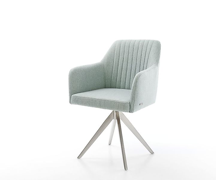 Drehstuhl Greg-Flex Stripes Mint Kreuzgestell kantig Edelstahl 180° drehbar günstig online kaufen