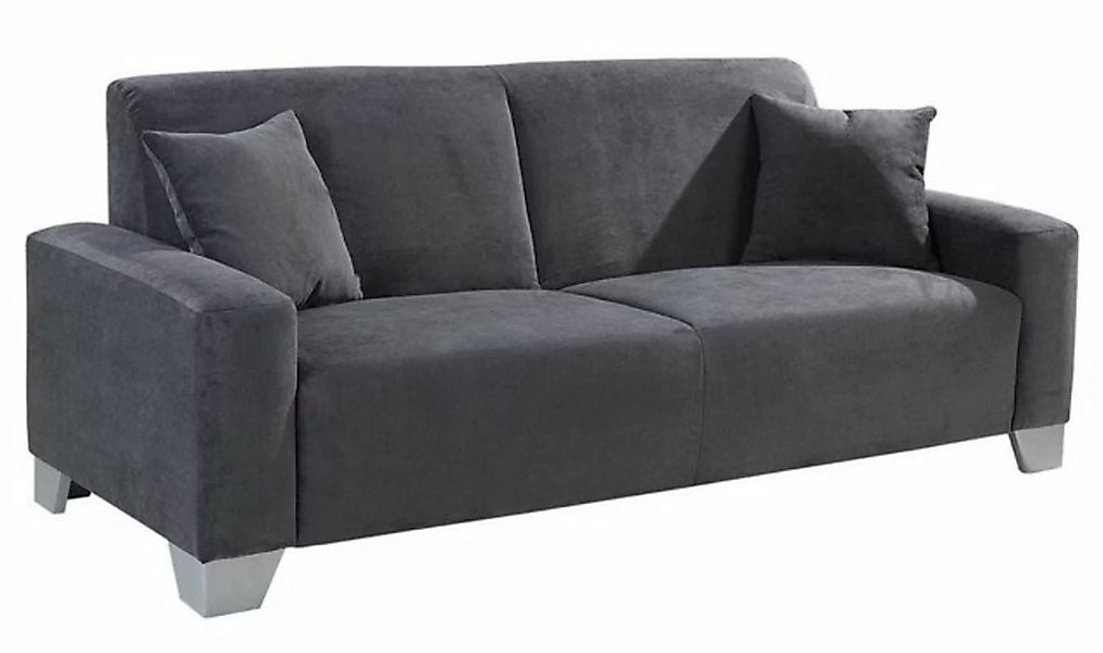 Iwaniccy 3-Sitzer Sofa JULIA, B 201 cm, Grau, Mikrofaserbezug, mit 2 Zierki günstig online kaufen