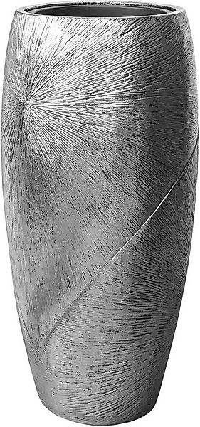 VIVANNO Bodenvase Fiberglas ROYAL Rund - Silber Mit Muster (1 St), 33x73 cm günstig online kaufen