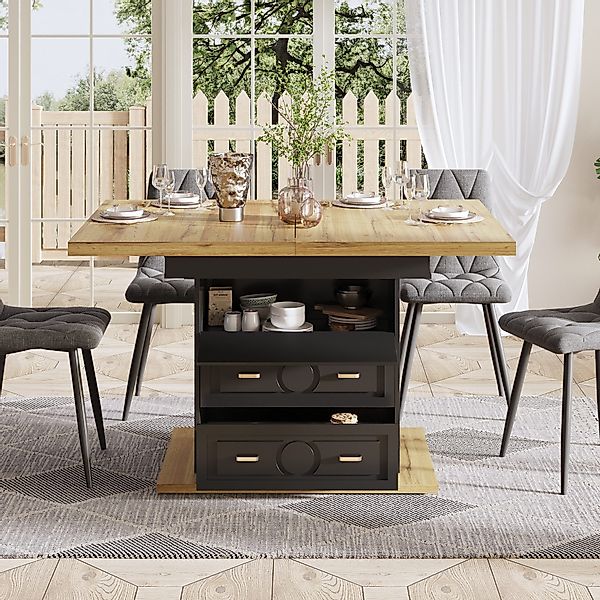 OKWISH Esstisch Ausziehbarer Küchentisch (mit Stauraum, günstig online kaufen