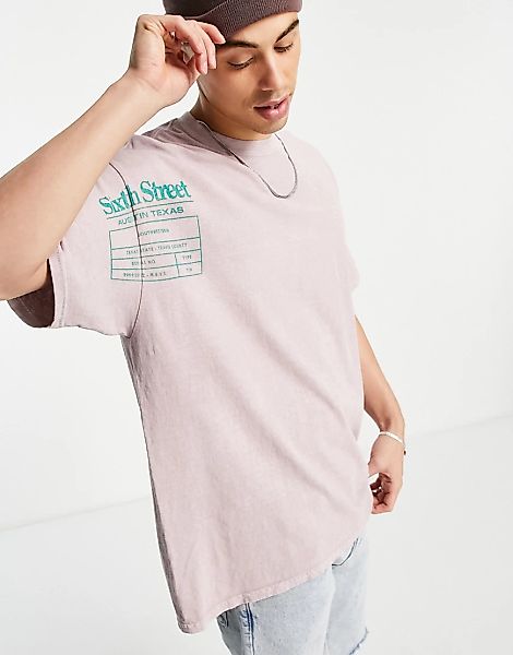 Topman – Oversize-T-Shirt in Flieder mit „Texas“-Print-Lila günstig online kaufen