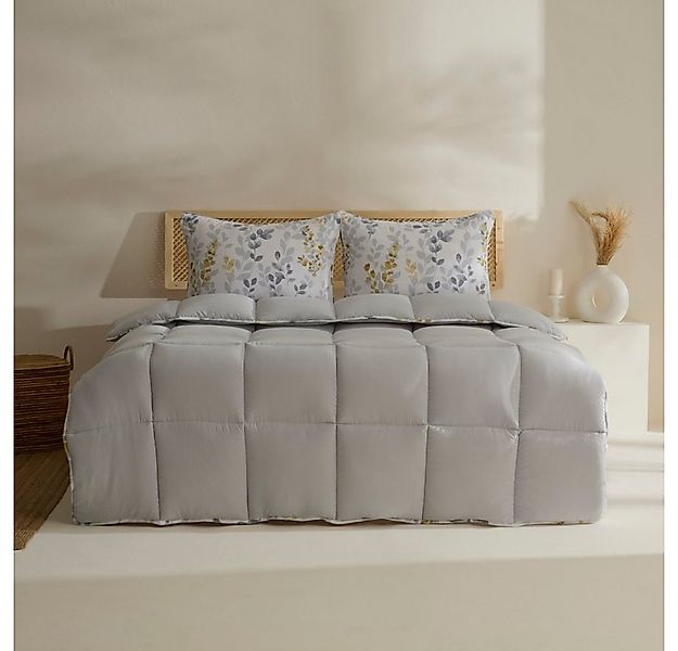 Karaca Bettwäsche Karaca Leaf Graues Doppel Comforter Bettdecke Set 200x200 günstig online kaufen