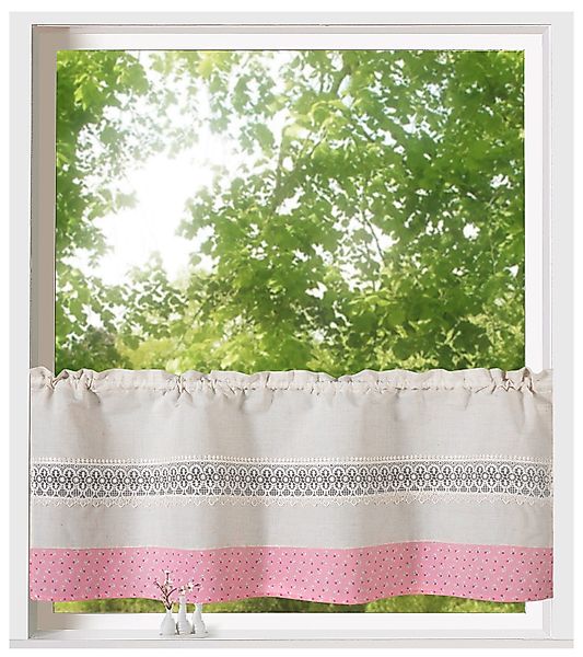 heimtexland Scheibengardine Bistrogardine Fensterdeko Rosen Leinen günstig online kaufen