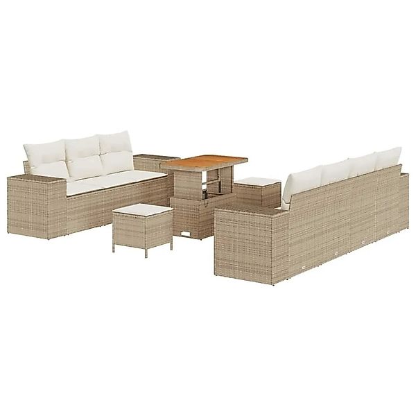 vidaXL Gartensofa-set mit Kissen 10-Tlg Beige und Creme Poly-Rattan 3363921 günstig online kaufen