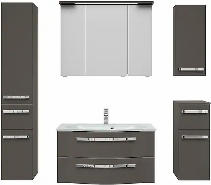 Saphir Badmöbel-Set »Serie 4005, vormontiert, Glaswaschbecken, Spiegelschra günstig online kaufen