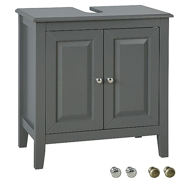 SoBuy Waschbeckenunterschrank Badschrank mit 2 Türen MDF 60x62x30cm Grau FR günstig online kaufen