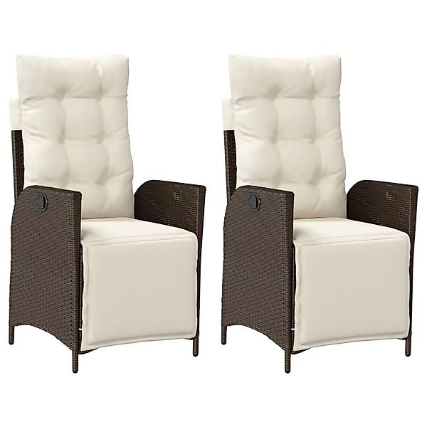 vidaXL Gartensessel mit Fußteil 2 Stk Verstellbar Braun Poly Rattan 365290 günstig online kaufen